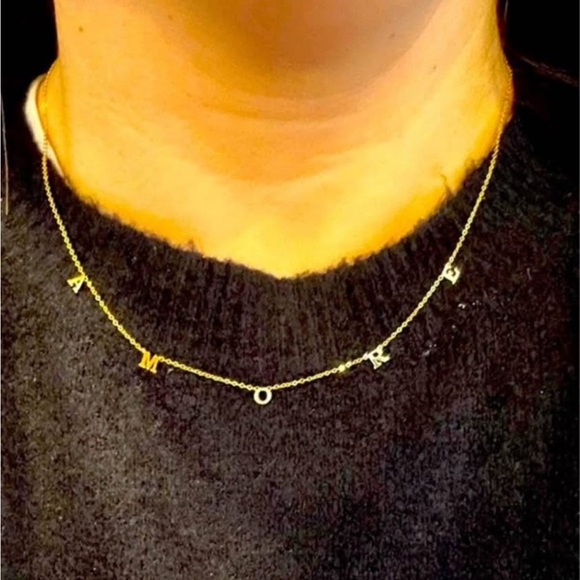 New 10K Solid Real Gold AMORE Love Necklace chain - Picture 5 of 7